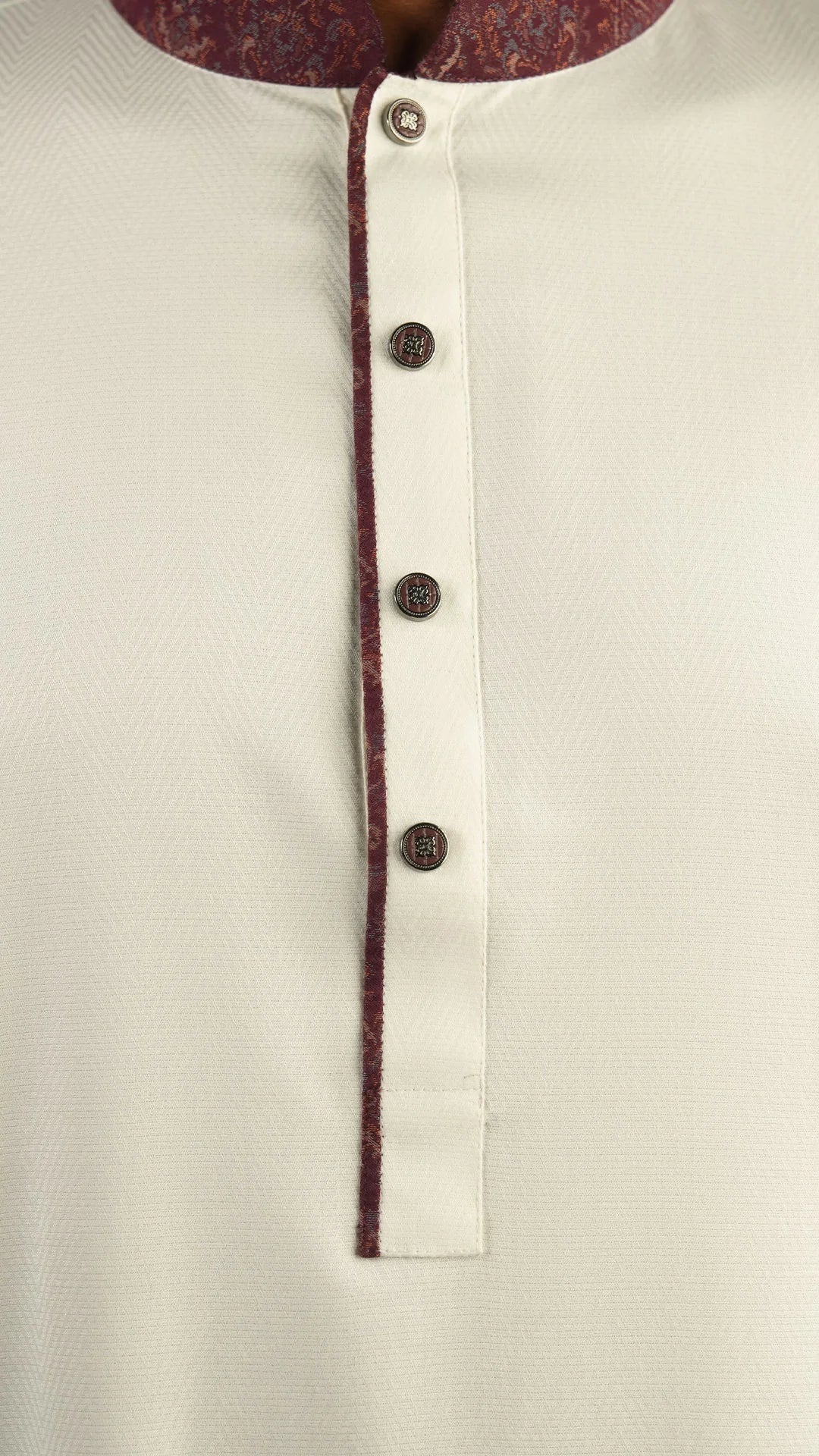 Amber Wind Off White Band Collar Panjabi For Men