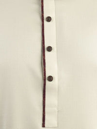 Amber Wind Off White Band Collar Panjabi For Men